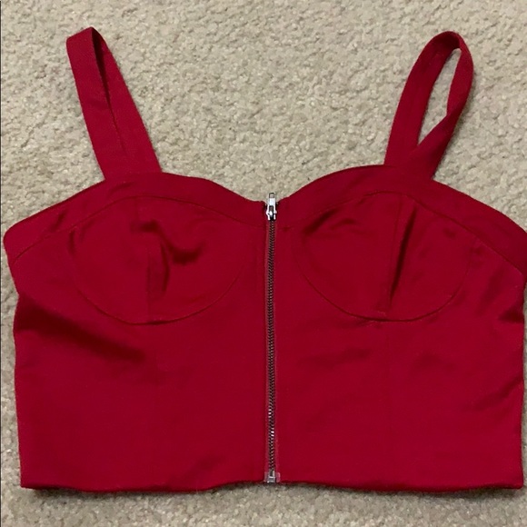 Forever 21 Tops - Red crop top with zip up front